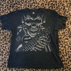 Liquid Blue Men's Dark Skeleton Guitar Tee